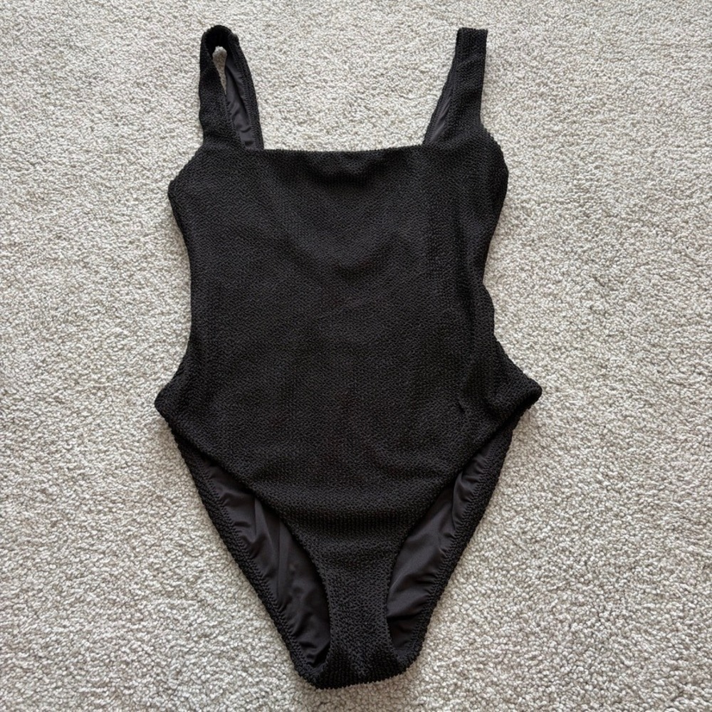 Show Me Your Mumu Black Scrunch One Piece Swimsuit Womens S Black Minimalist